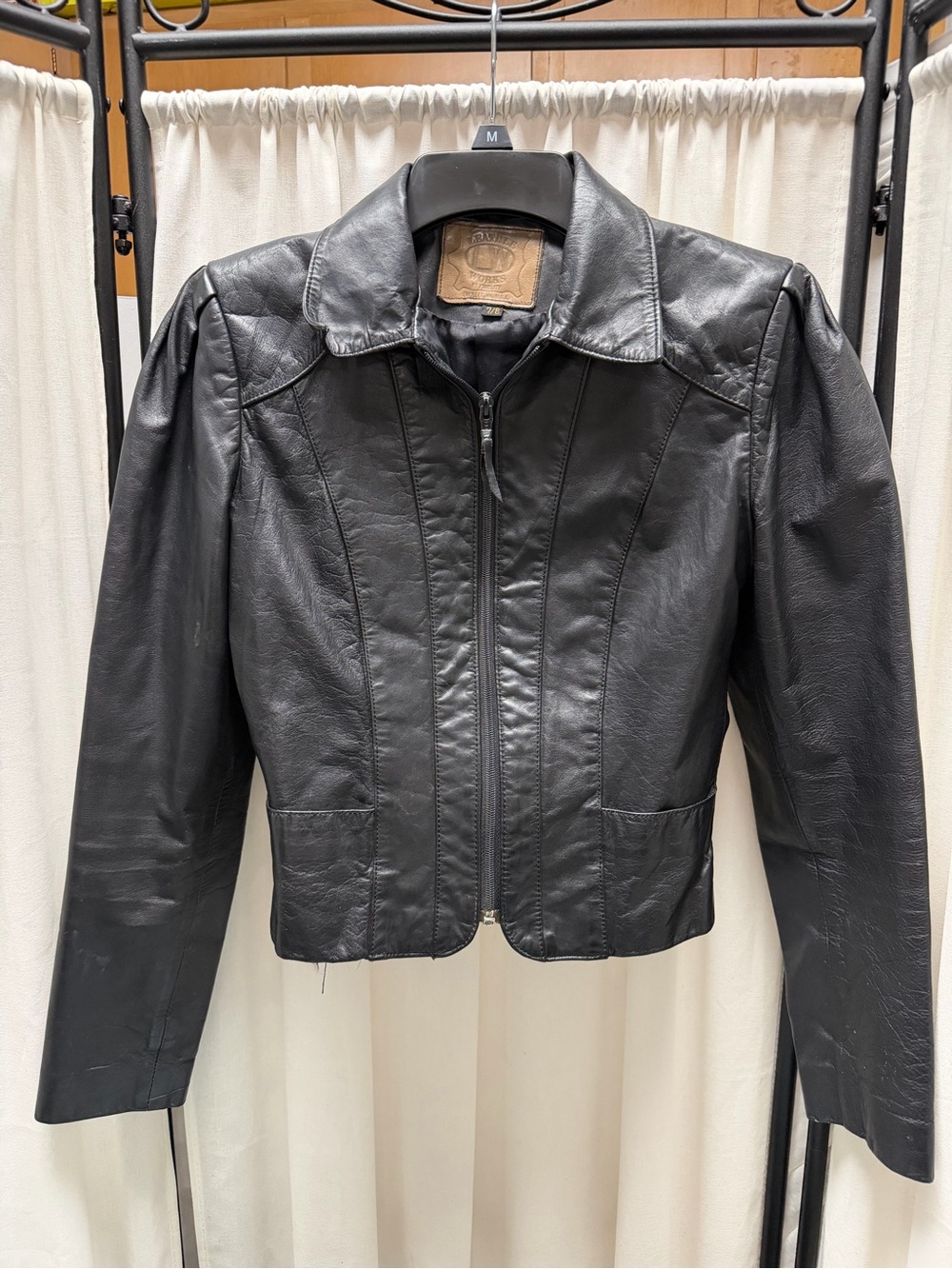 Fidelity Black Leather Zip-Up Fitted Jacket